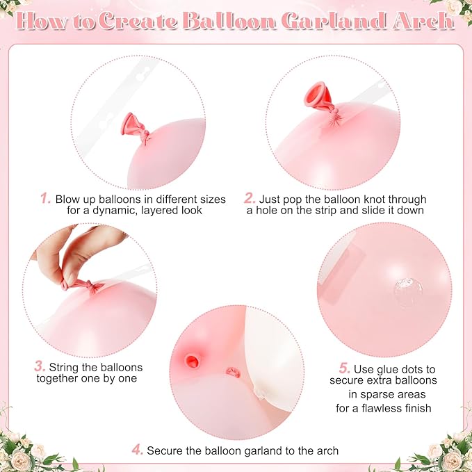 Pink Balloon Arch Kit 124Pcs Pink and White Balloon Arch Garland Kit Pastel Pink Light Pink Sand White Balloons for Baby Shower Bridal Shower Wedding Anniversary Birthday Party Decorations