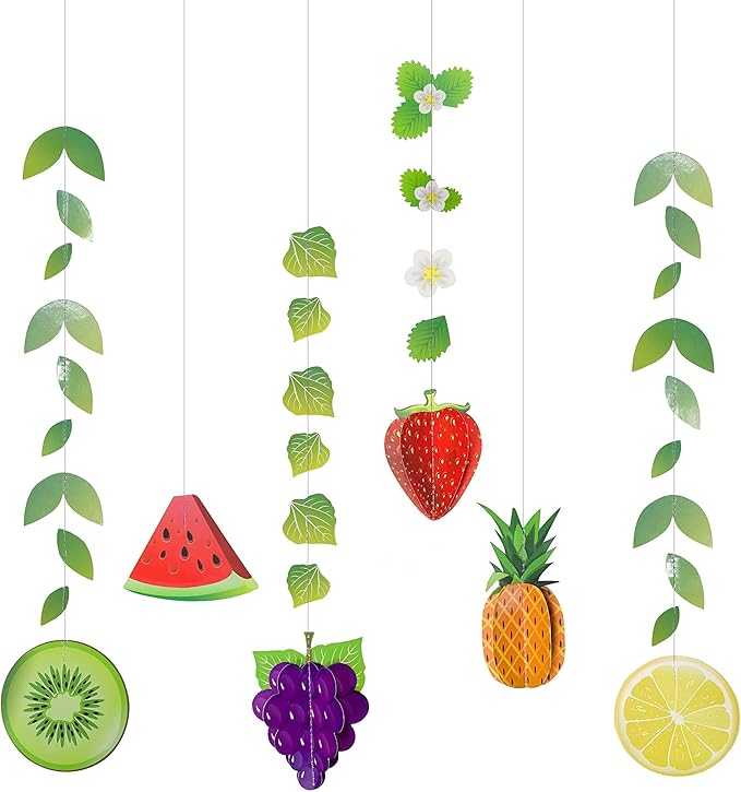 Cheerland Fruit Decor Hanging Fruit Themed Party Decorations Tropical Banner Garland for Luau Party Decoration Hawaiian Theme Birthday Decoration Twotti Fruity Baby Shower Decoration Pack of 12