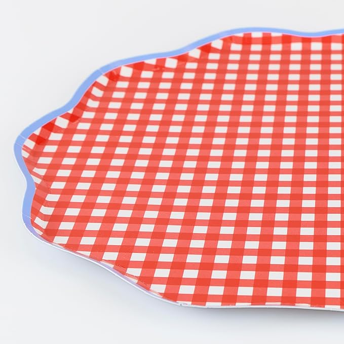 Meri Meri Easter Gingham Paper Plates (Pack of 12), Disposable Plates for Party, Easter Party Decorations