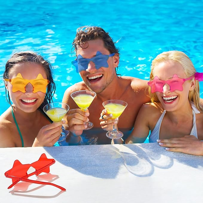 Pibupibu 14 Pack Star Sunglasses Bulk, Fun Rimless Star Glasses for Women Party Favors