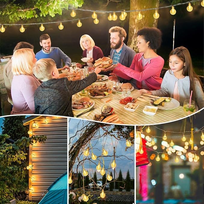Globe String Lights 49.2 Feet 100 LED, Plug in Crystal Fairy String Lights with Remote Timer, 8 Modes Indoor Outdoor Hanging Globe Lights for Wedding Bedroom Classroom Patio Garden