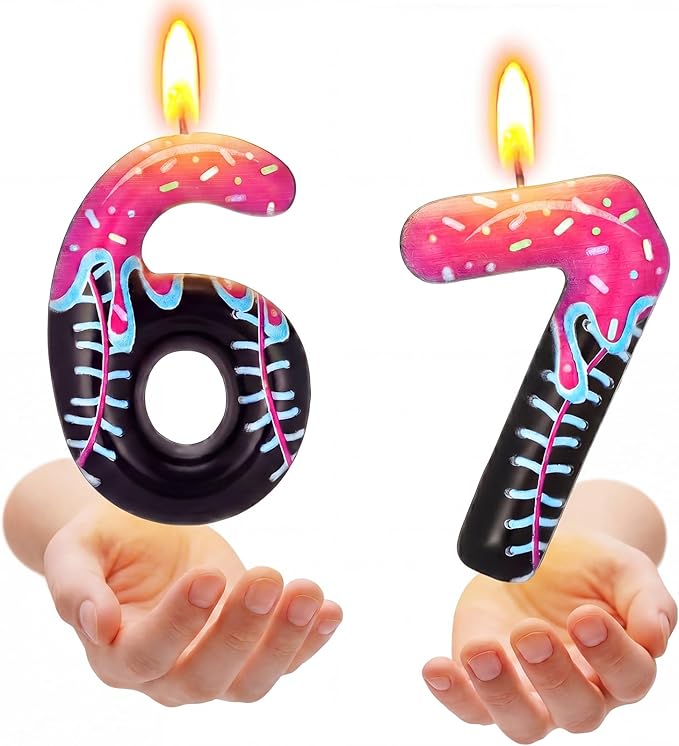 Conelist Ice Cream Drip Baseball Birthday Candle Number 67 Baseball Candle Ice Cream Drip 6 7 Birthday Decorations Cake Toppers for Sport Team Anniversary Party Decorations Gift
