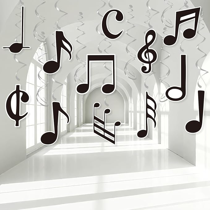 Musical Note Hanging Swirls - 30PCS Music Themed Party Decorations Musical Note Ceiling Streamers for Music Birthday Party Baby Shower Decor Supplies