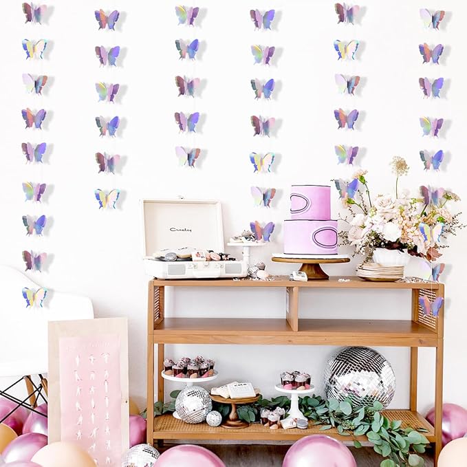 Butterfly Decorations, Butterfly Birthday Decorations for Wedding Baby Shower Birthday Party Decorations Iridescent Pack of 4