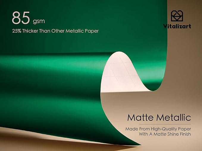 Vitalizart Green Matte Metallic Wrapping Paper Set 17" With Red Silk Like Satin Ribbon & Gift Tags Recyclable Christmas Gift Wrapping Birthday Baby Shower Wedding Handmade Crafts 197"(16.4 Ft)
