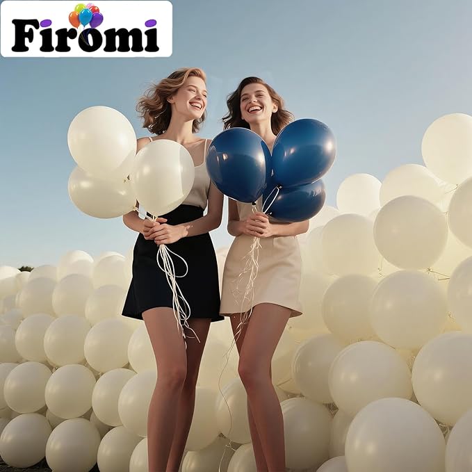 Firomi Beige Balloons 12-inch 100 Pack Big Helium Thicken Sand Latex Balloon for Wedding Birthday (with 3 Ribbons)