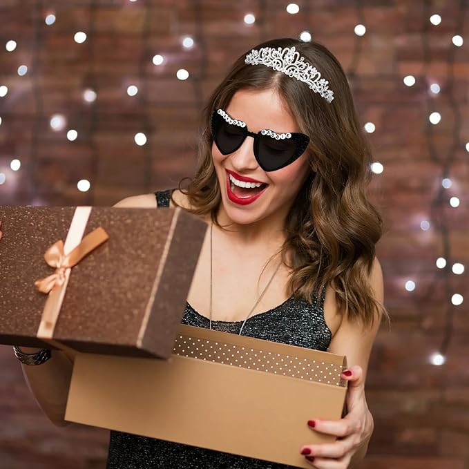 KICOSY 3PCS Birthday Baddie Sash, Crystal Crown and Sunglasses Funny Baddie Outfits Birthday Party Accessories