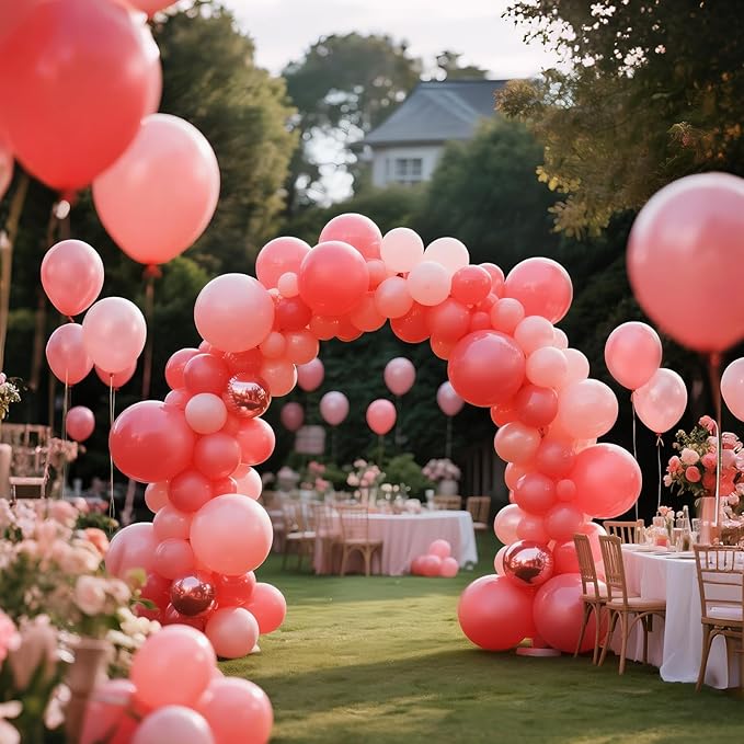 110pcs Coral Red Balloon 12 Inch, Coral Red Latex Balloons for Birthday Party Baby Shower Wedding(with 2 Ribbons).