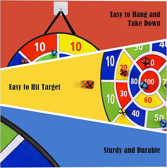 ROYPOUTA 29" Dart Board Games for Kids – Fun Outdoor & Indoor Play, Kids Party Carnival Games with 12 Sticky Balls & Darts, Easter Basket Stuffers Gifts for Boys & Girls 4-12