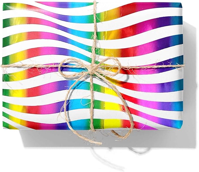 3 Rolls Birthday Wrapping Paper Roll - 17 in X 120 in Per Roll - Sparkly Rainbow Holographic Wrapping Paper for Girls Kids Birthday Gift Wrap