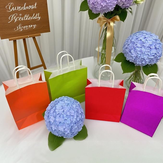 Sanyuanzhou 36 Pack Gift bags with handles,8.2"×3.1"×5.9" paper bags with handles bulk,For children's birthdays, baby showers, crafts, weddings, party supplies (6 colors)