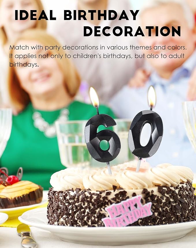 Number 8 Candles,8th Birthday Candles,Black Happy Birthday Candle for Cake,3D Design Cake Topper Decorations for Boy Men Pet Birthday Party Wedding Anniversary Celebration Supplies