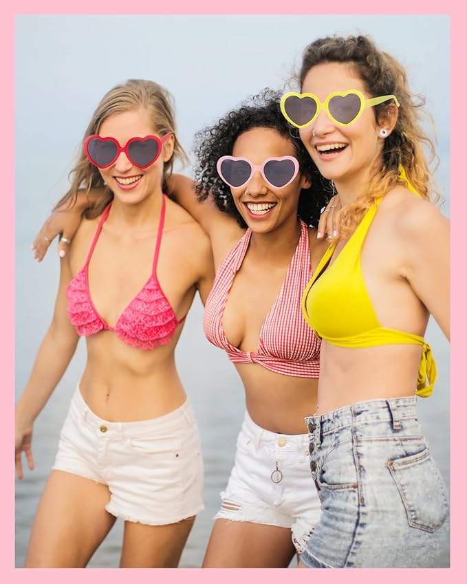 10 Pack Heart Sunglasses for Women Men Heart Effect Diffraction Glasses Oversized Bachelorette Party Sunglasses