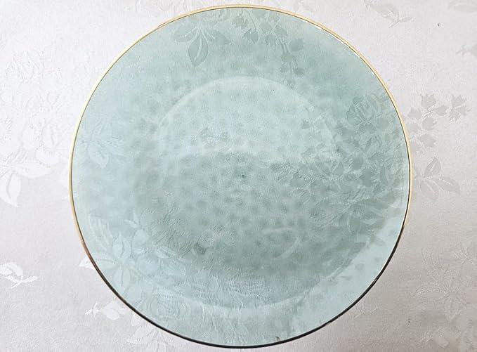 " OCCASIONS " 100 Plates Pack (50 Guests) Wedding Party Disposable Plastic Plate Set -50 x 10'' Dinner + 50 x 7'' Salad/dessert plates (Coastal Clear Blue & Gold)