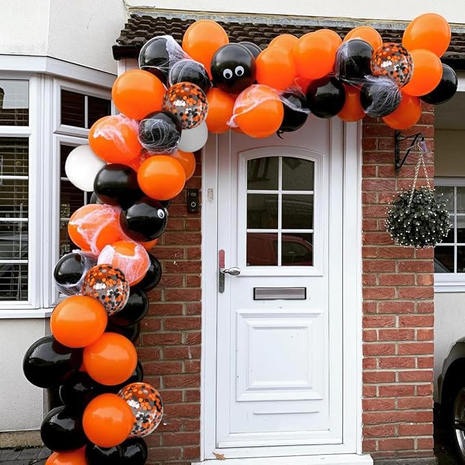 Halloween Balloons Black Orange Balloons Set, 50Pcs 12inch Black White Orange Confetti Latex Balloon Halloween Balloon for Celebration Party Bar Anniversary Graduation Decoration