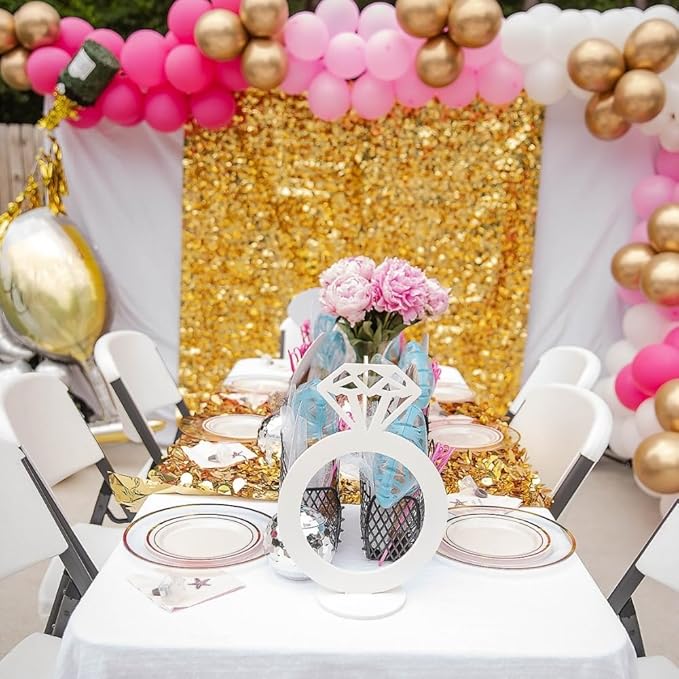 Fun Express Diamond Ring Centerpieces 3 Piece Set - Wedding Table Decorations for Bachelorette Party, Bridal Shower & Engagement Party Decor | White Foam Centerpiece Table Decorations for Reception