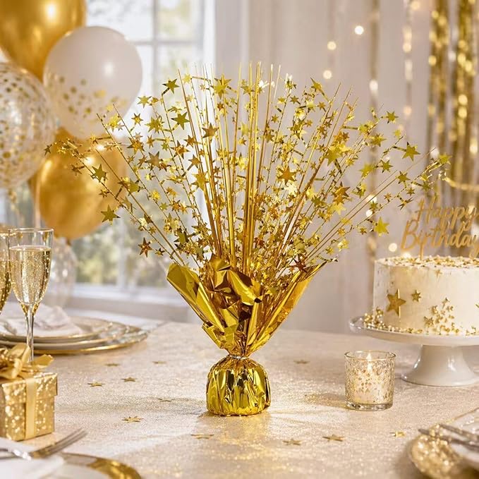 Metallic Foil Spray Centerpiece Stars for Wedding, Birthday, Anniversary, Christmas Table Decor, Holiday Festival Baby Shower Graduation Mantle Party Decorations (Gd630)