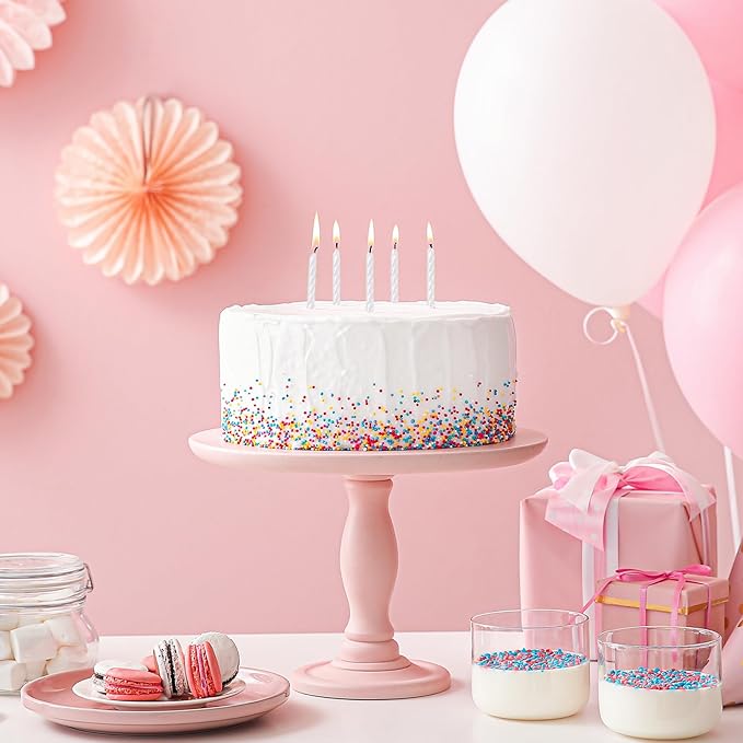 60 Pack Spiral Birthday Candles with Holders, White Metallic Cake Candles for Birthday Cake, Cupcake, Wedding, Baby Shower, Party Decorations