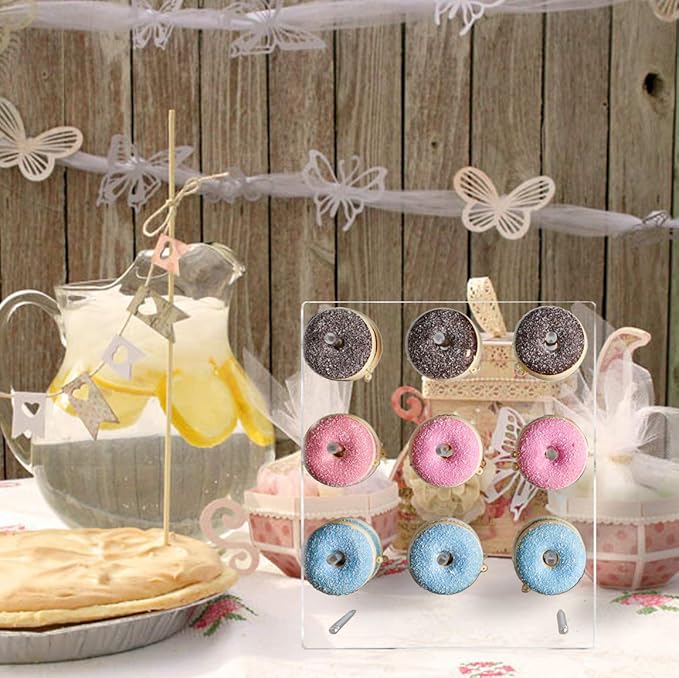 weddingwish Clear Donut Stands, Acrylic Donut Wall Display Stand, 2 Pack Donut Board for Dessert Table, Bagel Doughnuts Holder for Party Birthday Gathering