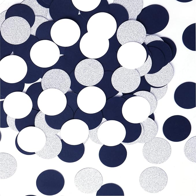 Navy-Blue White-Silver Party-Decorations Confetti - 300pcs Glitter Paper Decor Graduation Boys Birthday Table Confetti Mothers Faterhs Day Wedding Baby Shower Decoration Lasting Surprise