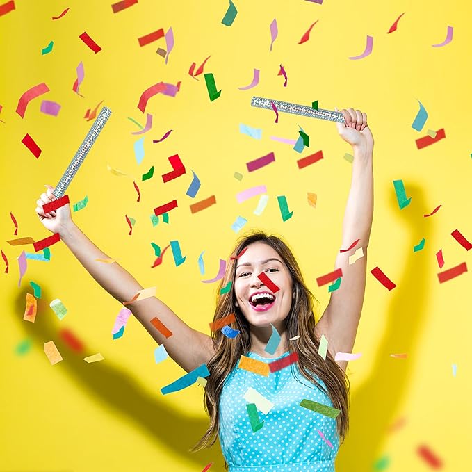 20 PCS Colorful Confetti Wands Handheld Flick Flutter Sticks for Gender Reveal Wedding Birthday Graduation Baby Shower Anniversary New Year's Party Supplies