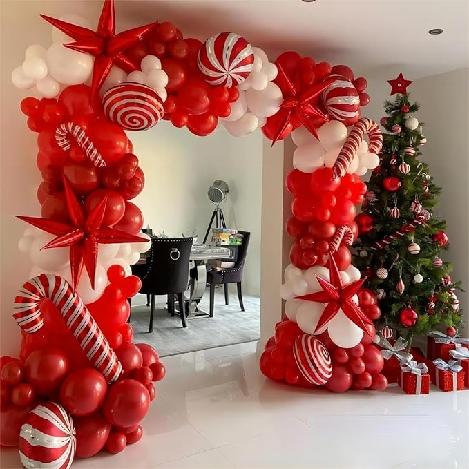 130pcs Red and White Balloons Garland Arch Kit, 18 12 10 5 Inch Different Sizes Pack Red White Latex Balloon for Wedding Baby Shower Birthday Christmas Party Garland Decoration