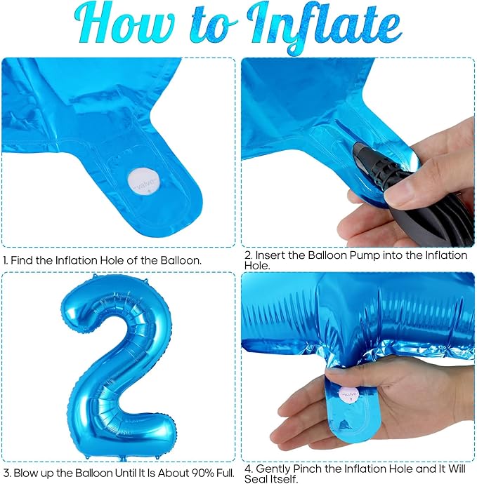 Blue Number 2 Balloon 40 Inch, Big Large Foil Helium Number Balloons, Jumbo Giant Mylar Number 2 Balloons for 2 Second Birthday Party Decorations Supplies Anniversary Celebration