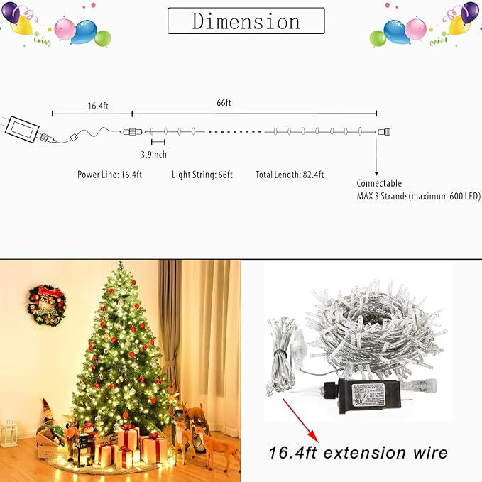 Color Changing Christmas Lights, 200 LED 35 Colors String Lights Indoor Outdoor with Remote, Waterproof Connectable Twinkle Lights Plug in for Xmas Tree 4th of July Party Wedding Room Decor