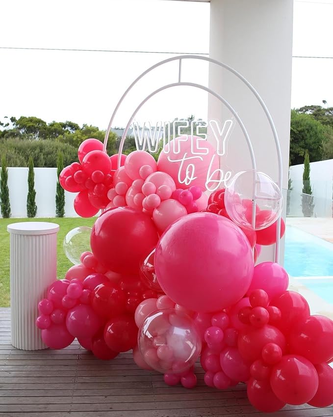 Pink Balloon Arch Kit - 154Pcs 5 10 12 18 inch Hot Pink and Pink Balloon Garland Kit for Wedding Girls Birthday Princess Theme Valentines Day Bridal Baby Shower Engagement Party Decorations