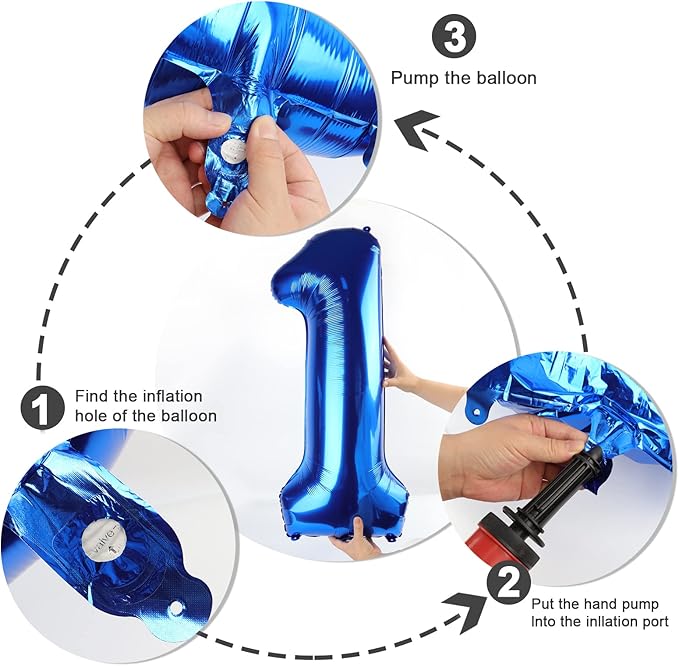Number 1 Balloon 40 Inch Navy Blue Balloons for Girl Boy 1st 1 11 21 Birthday Decorations, Baby Shower Photo Shoot