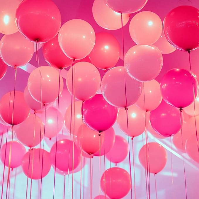RUBFAC Pink Balloons Set, Hot Pink Latex Party Balloons Kit 65pcs for Birthday, Wedding, Baby Shower, Mother's Day, Party Decoration