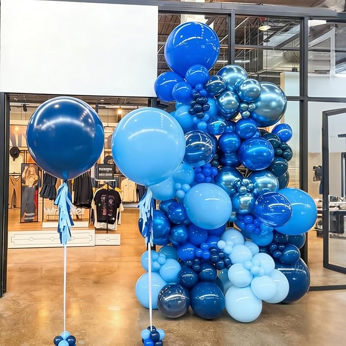 Blue Balloons Balloons Garland Arch Kit, Assorted Blue Balloons, Royal Blue and Light Blue Latex Balloons for Birthday, Baby Shower, Graduation Party Decorations