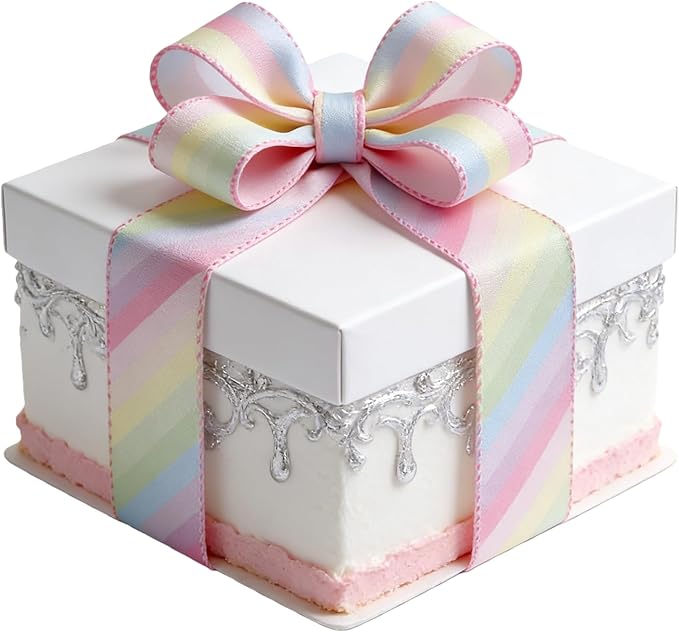Meseey 2.5 Inch x 10 Yards Rainbow Pastel Striped Wired Ribbon, Gradient Color Wired Edge Ribbon for Easter Wreaths, Gift Wrapping, Easter Baskets, DIY Crafts, Birthday Party Decorations