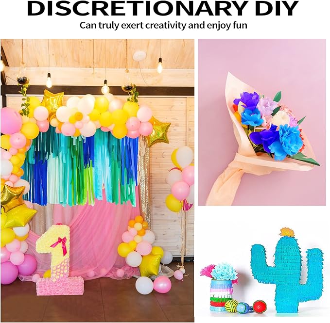 Crepe Paper Streamers 6 Rolls 492ft,Green and Blue Party Decorations Streamers (1.8 Inch x 82 Ft/Roll),for Birthday Decorations, Wedding Decorations Ocean Themed Party Decoration