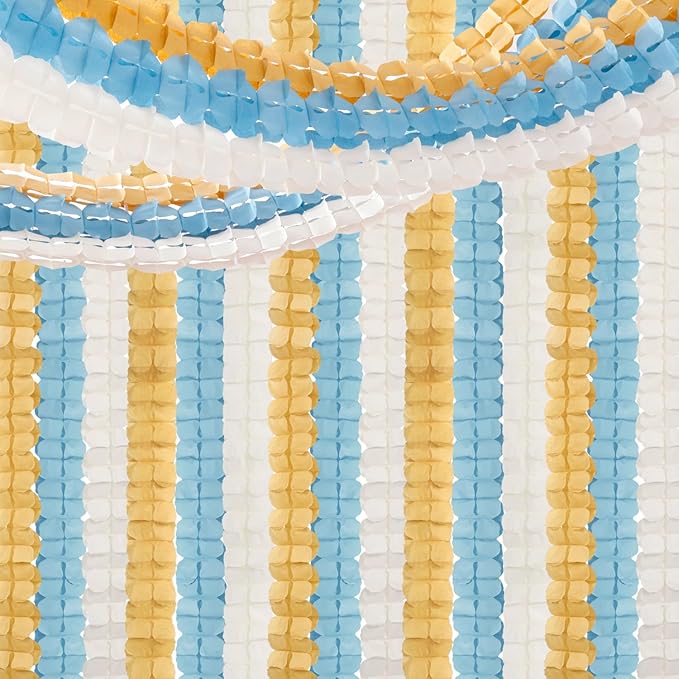 Light-Dusty Blue Beige-Gold Party Decorations - 12pcs Streamers-Garland Boho 4-Leaf Paper Banner,Men Boy Birthday Baby Bridal Shower Bachelorette Wedding Engagement Graduation Decor Ouruola