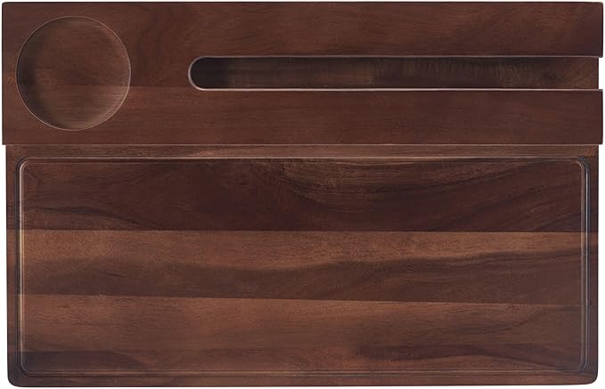 Gourmet Basics by Mikasa Picnic Wine and Charcuterie Acacia Wood Serving Tray, 20 x 13 Inch, Multicolored