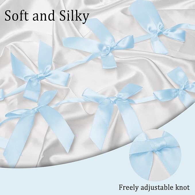 2pcs Blue Bow Garland Banner - 8.3 Feet Coquette Ribbon Bow Decorations for Baby Shower, Birthday Party, Bridal Shower Decor (Blue)