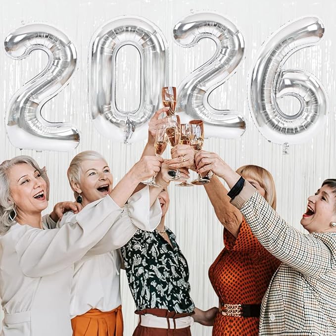 TONIFUL 2026 Graduation Balloons 40 Inch Number Balloons Aluminum Foil Mylar Balloons for Graduation New Year Eve Anniversary Decorations Class of 2026 Grad Party Supplies(Number 2026)