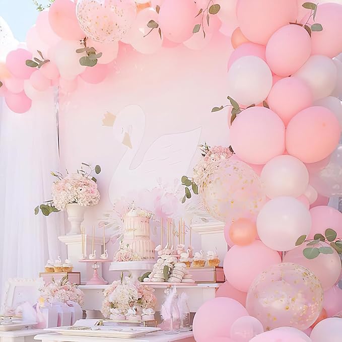 PartyWoo Pink White and Silver Balloons 66pcs 12 Inch Baby Pink Pearl White Silver Confetti Balloons for Graduation Baby Shower Birthday Gender Reveal Anniversary Bachelorette Party Decorations