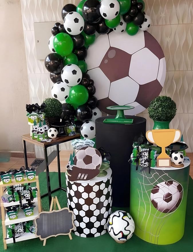 Soccer Balloons, 50 Pcs 12 Inch Green Black Soccer Print Latex Balloons for Boys Kids Soccer Birthday Party Decorations, Sports Theme Party Supplies