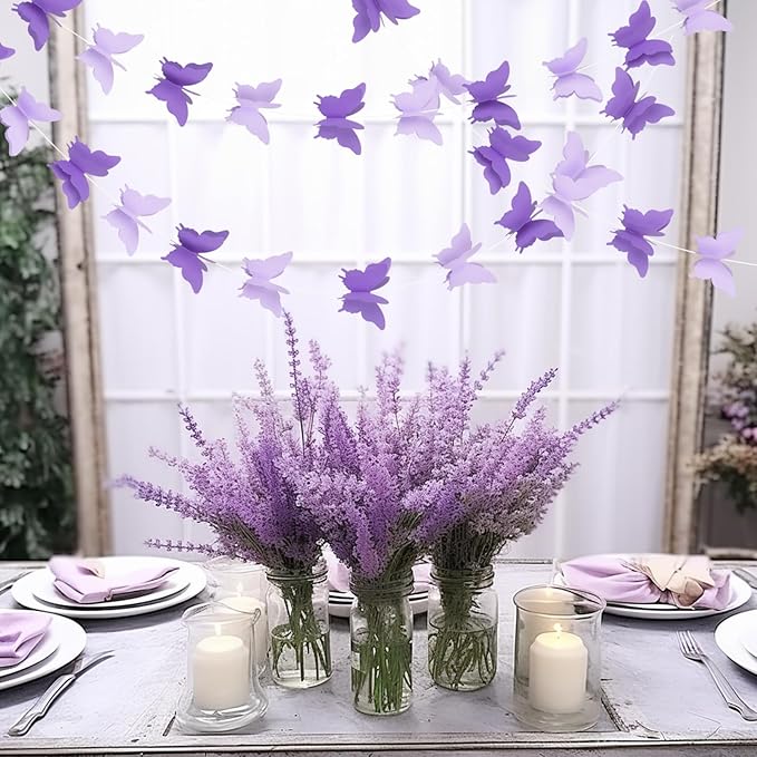 jijAcraft Butterfly Hanging Garlands - 3D Purple Paper Butterflies, 4 Packs - Birthday Decorations for Baby Showers, Home Decor, Weddings & Parties (39ft)