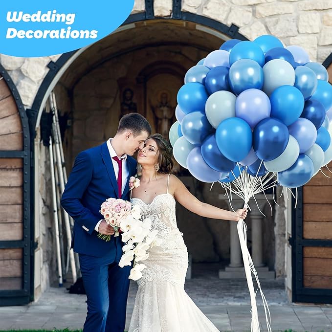 RUBFAC Blue Balloons, Light Blue Birthday Balloons 65pcs Pearl Pastel Party Balloon for Birthday Baby Shower Wedding Frozen Theme Party Decorations