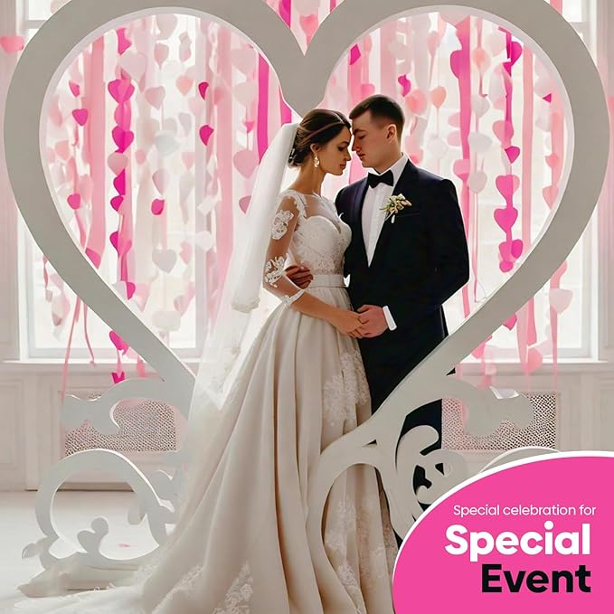 6 Crepe Paper Streamer Rolls, 492ft Pack of 6 Pink & White Streamers for Party Decorations, Birthday & Wedding Decoration (1.8 inch x 82 ft/Roll)