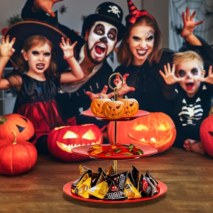 TP 3-Tier Cupcake Stand Melamine Serving Tray Unbreakable Dessert Stand Fruit Candy Display Tower for Wedding Birthday Tea Party and Baby Shower, Red