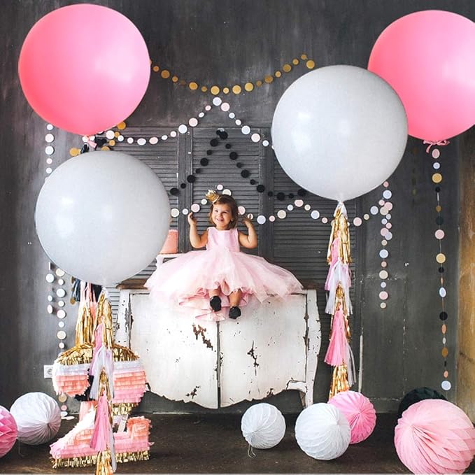 36 Inch Balloons 5 pcs Big Light Pink Round Latex Balloons Giant Light Pink Balloons for Birthdays Weddings Baby Shower Balloon Arch Party Decoration