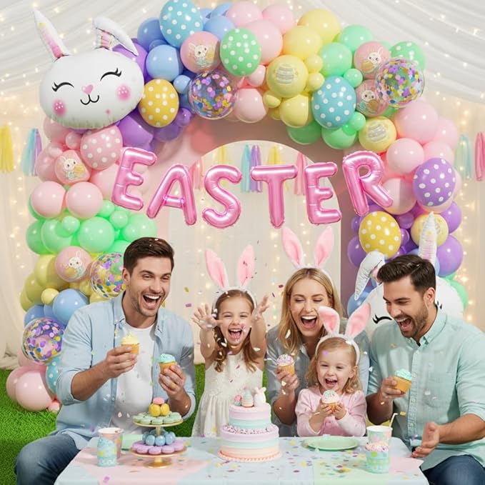 Pastel Balloon Garland Kit 168Pcs, Pastel Rainbow Balloon Arch Kit with Bunny Foil, Spring Colorful Balloon for Spring Easter Baby Shower Birthday Party Decorations