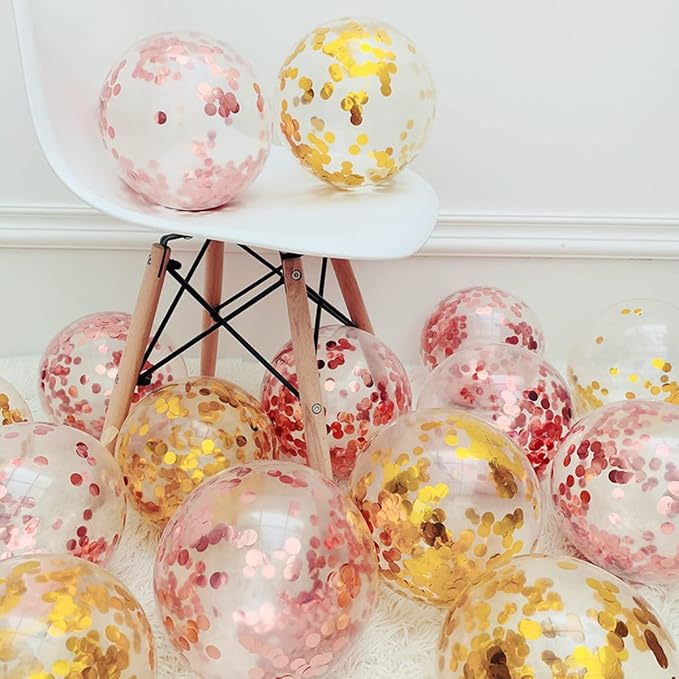 100Pcs Confetti Balloons 12 Inch Colorful Party Balloons Gold Sequin Balloon Set Assorted Color Latex Helium Balloons for Birthday Party Wedding Baby Shower Christmas Arch Decorations