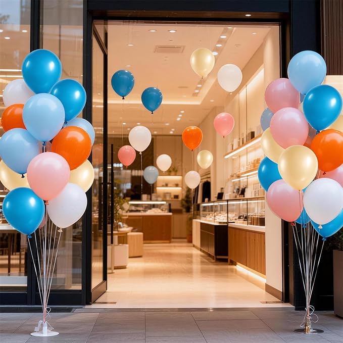 Orange Blue and Gold Balloons Set, Pastel Teal Orange Blue Light Gold Latex Balloons Set for Kids Birthday Baby Shower Graduation Summer Beach Pool Carnival Sport Party Decorations