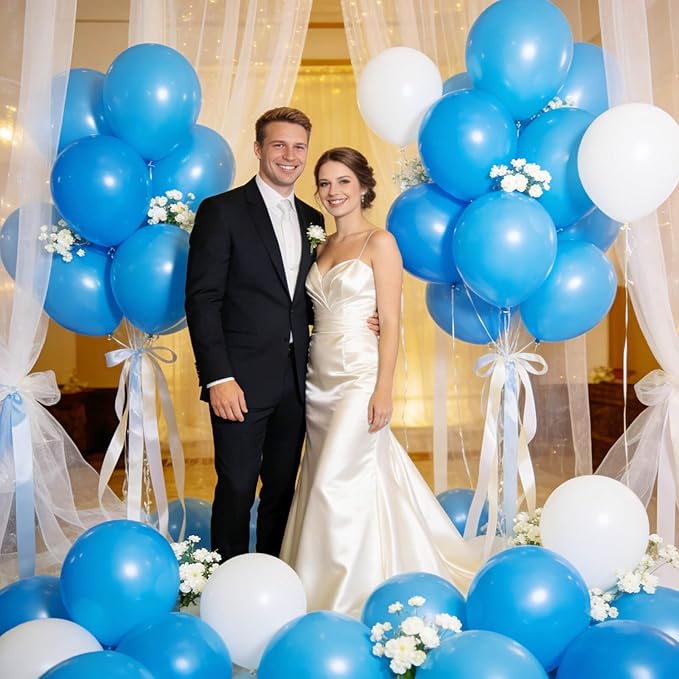 Light Blue Balloon 110pcs, Blue Latex Balloons12 inch for Birthday Wedding(with 2 Ribbons).