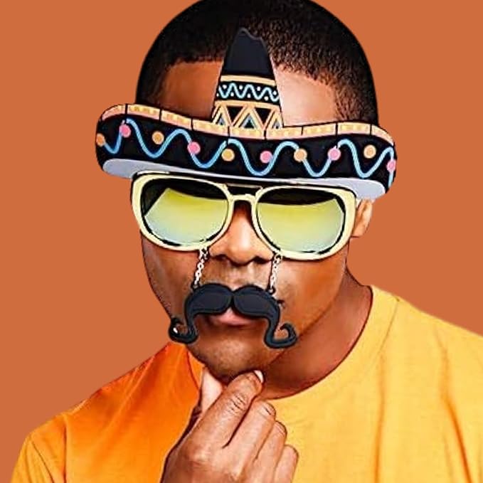 Sun-Staches Fiesta Fun Sombrero Sunglasses | Photo Booth | Party Attire or Party Favor | One Size Fits Most
